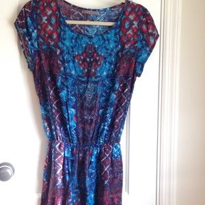 Blue and Red Print Dress - Summer Dress